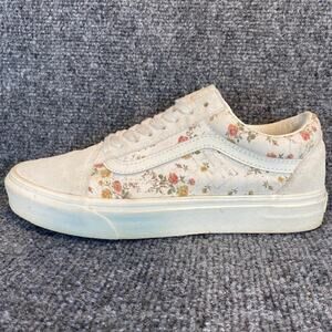 VANS Old Skool Floral Marshmallow White Sneakers Skate Shoes Women 8.5 Cottage